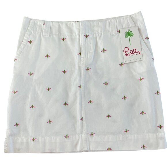 LILLY Pulitzer Snappy Mini‎ Skirt White Dragonfly Cotton Size 2 NWT RARE! - Picture 1 of 10